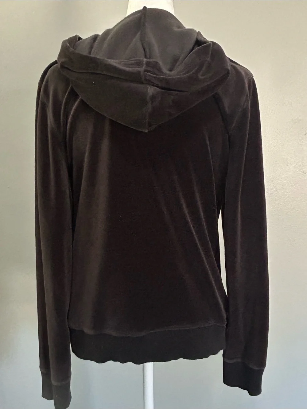 Justice Black Velour Hoodie with Sequin Heart Detail Y2K Sz 18